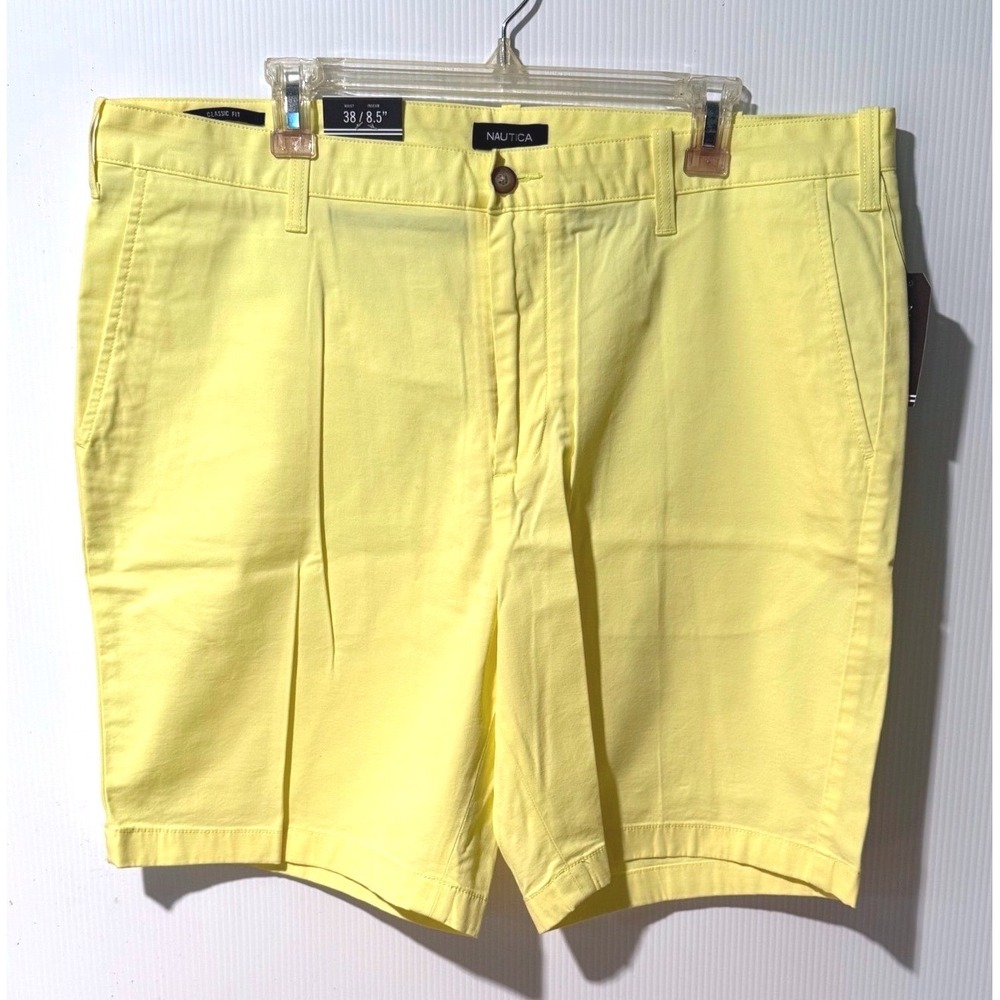 Nautica Mens 38 Deck Shorts Yellow 8.5" Stretch Classic Fit Preppy Coastal NWT
